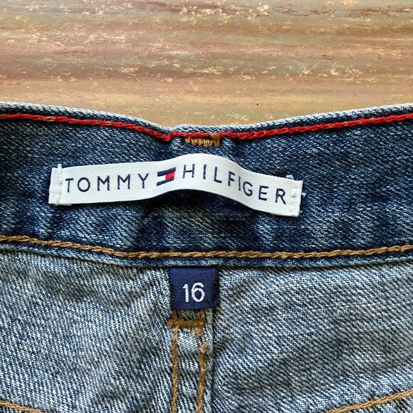 Tommy Hilfiger Women's Carpenter Jean Shorts Vintage Y2K Blue Denim Size 16 - Picture 6 of 9